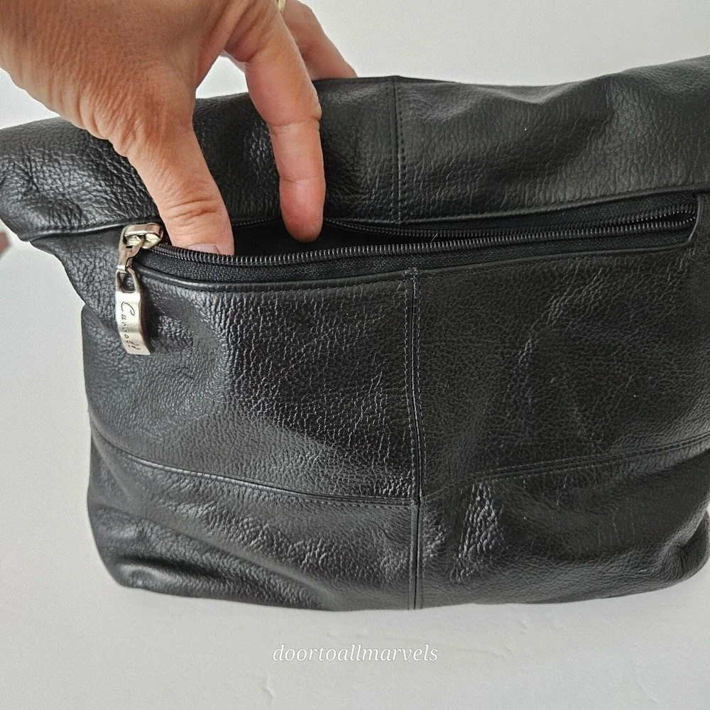 VTG Carroll Leather Hobo Bag Black Soft  12